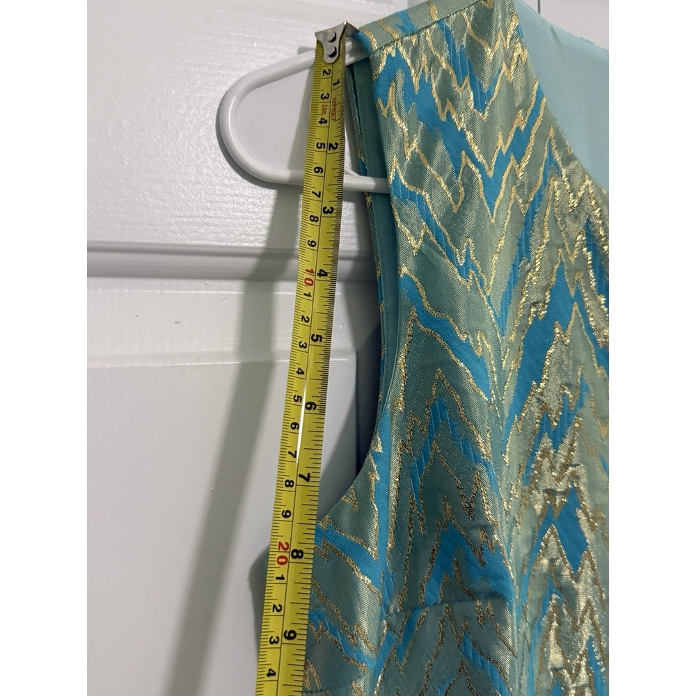 Beautiful JB Julie Brown A-Line Dress, Teal Blue Gold Iridescent Women's Sz 4 - Picture 6 of 8